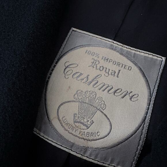 Abraham & Straus Royal Cashmere Men’s Long Overcoat Black Vintage Wool Cashmere - Picture 3 of 9